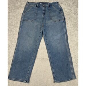 Lands End Jeans Womens 16W 38x30 Blue Carpenter Utility Straight‎ Leg